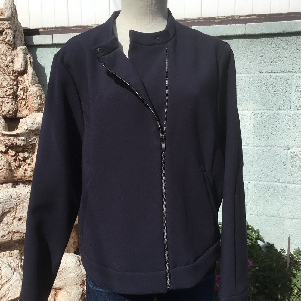 LIZ CLAIBORNE Sport Microfleece Jacket Side Halter Zip Up Pockets Navy Blue XL
